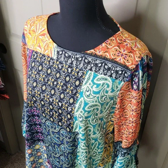 NWT Multiples Colorful Patchwork Women's Top Size Small - Picture 2 of 8